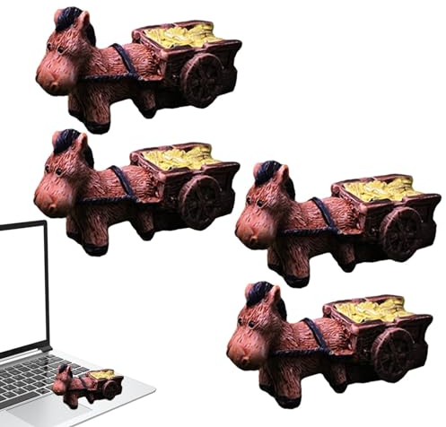 Suphyee Esel, der Karren zieht, Esel-Dekoration für Zuhause | Esel-Pull-Cart-Skulptur 4 Stück | Dekoration Skulptur Figur, Esel Pull Cart Skulptur, Harz Ornamente, Garten für den Innen- und
