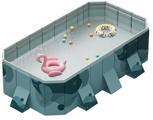 Piscina rettangolare pieghevole for esterni, piscina pieghevole, piscina grande for bambini e adulti - guscio in plastica dura, festa d'acqua estiva for esterni, giardino, giardino.(Size:1.85m)