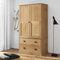 Willood Kleiderschrank VIGO 90x55x176 cm Massivholz Kiefer Garderobenschrank mit Kleiderstange, Schlafzimmerschrank Schrank mit 2 Schubladen, Holzschrank Flurschrank