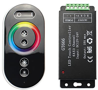 Ronlok GT666 RGB LED LED Strip Controller Wireless Touch Remote DC 12V 24V 18A 3 Channels Lights Tape Dimmer Switch