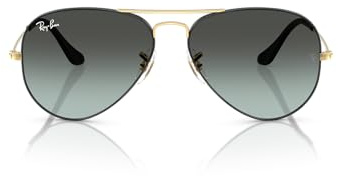 Ray-Ban Klassische Piloten-Sonnenbrille RB3025, Schwarz auf Gold/Blau Vintage Farbverlauf Schwarz