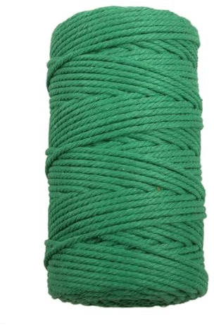 Pmnzdy 100M Makramee Garn 8mm Makramee Kordel Baumwollgarn Baumwollkordel Farbiges Baumwollseil Handwerk Strickseil Natürliche Baumwoll-Schnur für Stricken Makramee Weben Deko DIY Handwerk Grün