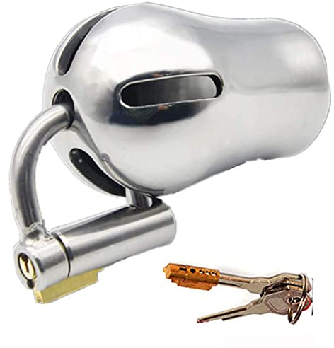 Alternativ PA Piercing Keuschheitskäfig Edelstahl Cockcage Für Männer, Metall Peniskäfig D-Ring Lock Herren Keuschheitsgürtel SM Mann Extreme Bondage Chastity Cage Device(3MM LOCK)