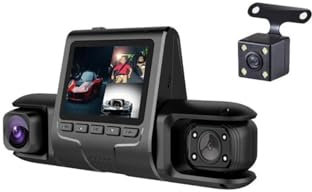 Dash Cam 3 Camera Lens Car DVR Dash Camera HD 1080P IR Night View 3-Channel Dash Cam Video Recorder Loop Recording Parking Monitor Dash Camera Cars(2 Cam 64G)