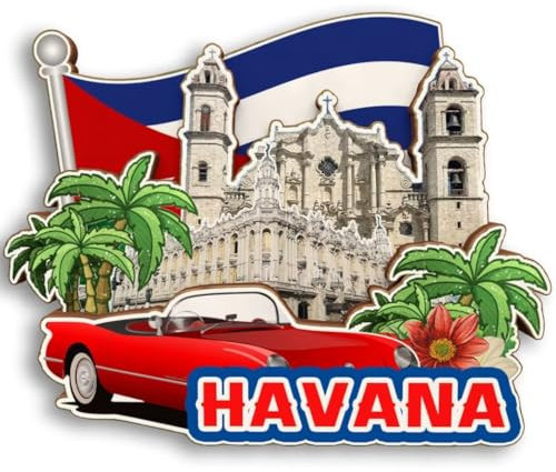 Havanna Kuba Holz-Kühlschrankmagnet, 3D-Kühlschrankmagnet, Stadt, Reise, Souvenir, niedliche Kühlschrank-Aufkleber, Heimdekoration, Küchendekoration