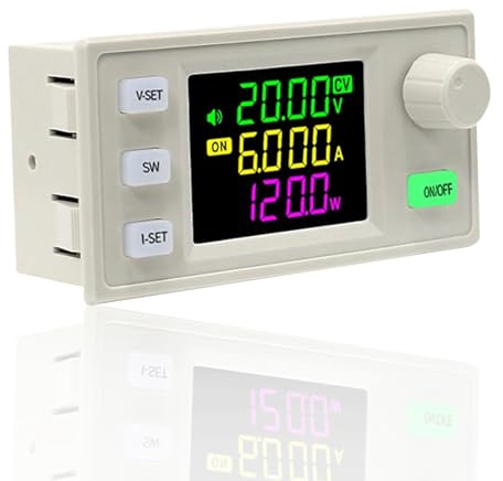 DC Einstellbarer Boost Buck Converter Spannungsregler,SK120X DC6-36V 120W 6A Numerische Steuerung Hebespannung Wandler Konstante Spannung Konstanter Strom Solarlademodul mit Schlüsselindikator