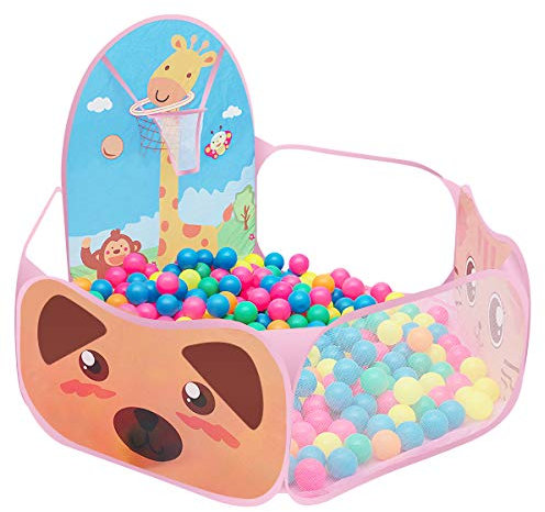 Yolispa Pelotas para niños, Plegable, con Canasta de Baloncesto, Piscina de Pelotas, Piscina de Pelotas, Parque Infantil, Espuma, Piscina de plástico para bebés y niños (Pelotas no Incluidas)
