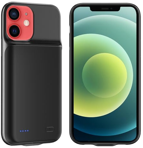 JDIRLDL 1 Pack Akkuhüllen für iPhone 12 Mini, (6500mAh) Upgrade höhere Kapazität wiederaufladbare erweiterte Batteriepack Ladegerät Fall, schützende Backup-Ladegerät Abdeckung für iPhone 12 Mini