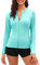 Tuopuda T Shirt Anti UV Femme Tshirt Maillot Anti UV Haut Respirant Veste Sport Outdoor Cool Pêche Randonnée Camping Voyage Décontracté Tops Protection Solaire, Bleu Lac-A, L