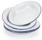 Aramanara 6 platos esmaltados tradicionales, platos grandes retro para servir, cuerpo blanco redondo de 9.4 pulgadas con borde azul, plato de cena para ensalada, pasta, camping