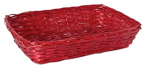 greenleaves Set of 10 Red Wicker Hamper Trays, Large Gift Basket Trays