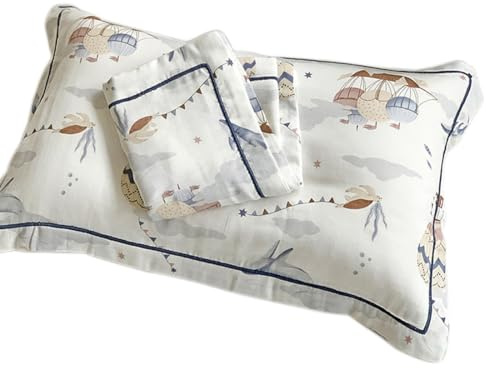 Koomuao 2 Stück Baby-Kissenbezug aus Bamboo Fiber,Kinder Kopfkissenbezug,Kissenbezüge für Kinderwagen,Baby Kleinkind Kissen Kissenbezüge,babykissen bezug mit Umschlagverschluss (Blau, 40 * 60cm)