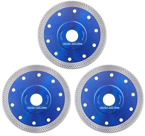 125mm Diamond Cutting Discs for Angle Grinder - Pack of 3 – Fast, Clean Cut on Porcelain, Concrete, Tiles, Stones, Marble and Ceramics