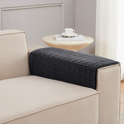 Meider Sofa Armrest Cover Couch Arm Cover Arm Covers for Chair, Anti-Slip Couch Arm Protectors Washable Sofa Arm rest Covers (Black, 46x66cm 2pcs)