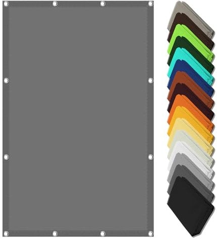 Waterproof Sun Shade 4 x 7.5 m Waterproof Pes Polyester Pergola Covers Shade Netting with Grommets with Rope for Patios Roofs Yard, Light Grey