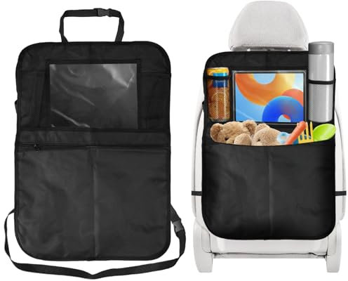 Autositz Organizer, 62x42cm Rückenlehnenschutz Auto Kinder, Auto Rückenlehnenschutz Pflegeleicht Oxford Tuch, Autos Rückenlehne Schutz Unterstützung Multi Pocket Organisator, für iPad Tablets, Kinder
