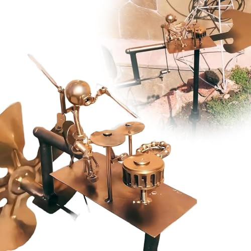 Handmade Metal Drummer Windmill，schlagzeugwindrad，windrad Garten Metall，32cm Windspiel metallGarten-Ornamente