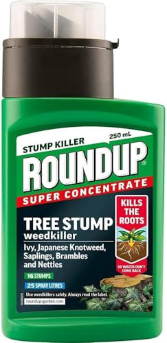 Roundup Tree Stump & Root Killer 250ml – Powerful Systemic Weedkiller for Tree Stumps, Ivy, Brambles, and Deep-Rooted Weeds – Kills to the Root – Concentrated Garden Solution