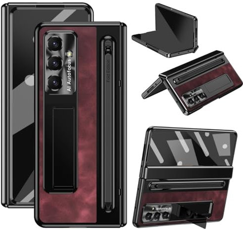 Caso di flip del telefono Custodia compatibile con Samsung Galaxy Z Fold 7 con supporto for S Pen, cavalletto in metallo nascosto, cover for fotocamera e protezione for cerniera, custodia sottile e pr