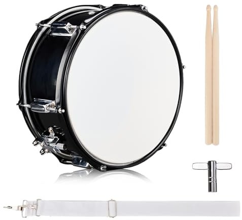 LALAHO 12 x 5.5 Inches Snare Drum Comes with a Pair of Drumsticks, Black