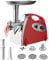 Hachoir a Viande, 2800W Max, 3 Plaques de Broyage, Accessoire de Kubbe et de Saucisse, Hachoir à Viande Electrique avec une Vitesse de Hachage de 1,5 kg/Min (Rouge)