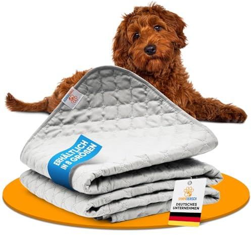 SympaTierisch - wasserdichte Hundedecke - Robuste Hundematte als Schutz für Sofa & Bett - rutschfeste Hundedecke auch für große Hunde geeignet - in der Waschmaschine waschbar (Hellgrau, 100x80)