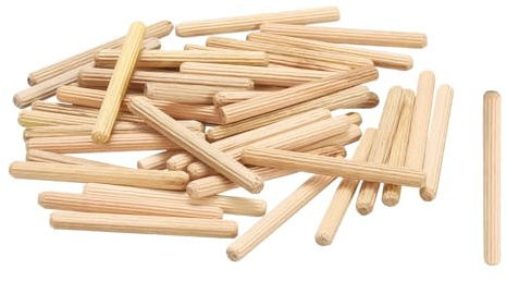 sourcing map Perni di tasselli in legno da 5 mm x 50 mm, dritti, tasselli scanalati in legno, per artigianato, mobili, fai da te, legno duro, conteggio 120