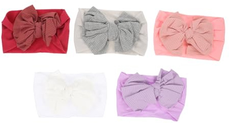 Beaupretty 5 Stück Teiliges Haarband aus Weichem Nylon mit Elastischen Schleifen in Weiß Weinrot Rosa Lila Niedliches Stirnband für Neugeborene Kopfbedeckung und für Junge Mädchen