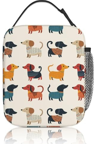 Leseogye Dackel Geschenke, Lunchtasche Dackel Kühltasche Klein Kinder, Wasserdichte Auslaufsicher Lunch Bag für Arbeit, Picknick, Reisen