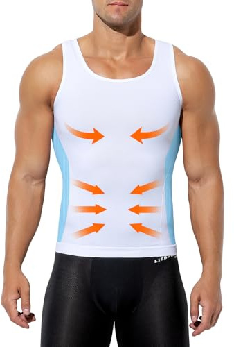 Mauro Kane Men's Compression Tank Top Undershirts Slimming Body Shaper Vest | Sleeveless Workout Shapewear, Posture Support, Tummy Control, Breathable, Body Shaper for Men, for Gym Running Daily Wear