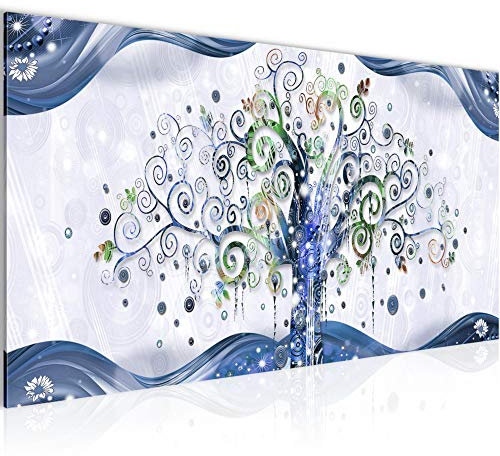 Runa Art Tableau Decoration Murale Gustav Klimt Arbre De Vie 1 Partie Moderne Toile non tissée Salon Salle Abstrait Bleu 003012b