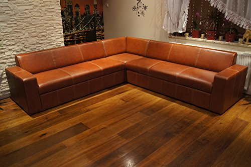Quattro Meble Echtleder Ecksofa Antalya I RE 272 x 272cm Sofa Couch mit Bettfunktion und Bettkasten Echt Leder Eck Couch