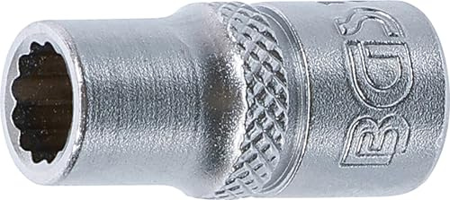 BGS 10873 | Steckschlüssel-Einsatz Zwölfkant | 6,3 mm (1/4) | SW 1/4 | Antrieb Innenvierkant 6,3 mm (1/4) | Chrom-Vanadium-Stahl | verchromt, matt | mit Rändelung