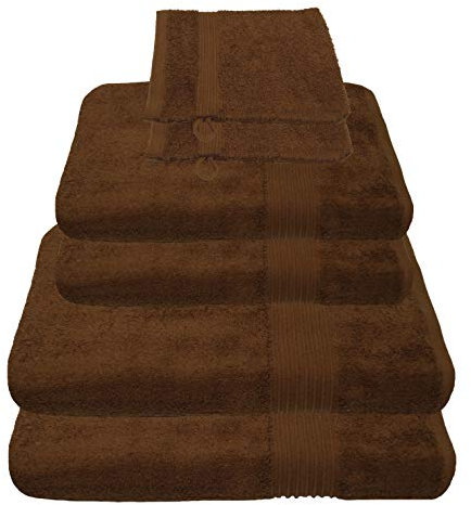 Julie Julsen 6 TLG Handtuchset 2 Badetücher 2 Handtücher + 2 Waschhandschuhe gratis Reine Baumwolle über 30 Farben Schokobraun