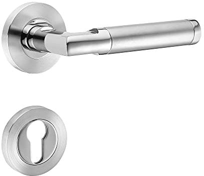 ck-türbeschläge Profi Drückergarnitur Superline | Schraubrosetten | Chrom/Edelstahl matt (PZ (Profilzylinder))