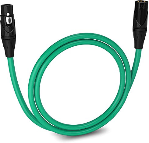 LyxPro 3 Feet XLR Microphone Cable Balanced Male to Female 3 Pin Mic Cord for Powered Speakers Audio Interface Professional Pro Audio Performance and Recording Devices - Green