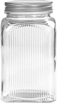 Tala Glass Storage Canister, Clear ribbed glass with a capacity of 1250 ml, With screw cap lid, ideal for storing a wide range of foods