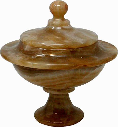 Bonboniere mit Fuß aus dem Halbedelstein Onyx Marmor, 15 cm Handarbeit Schale Naturstein Gestein