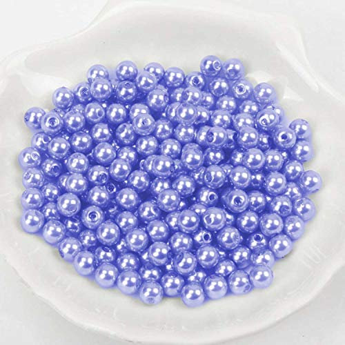 (10mm /Blau hell) Perlen/Bastelperlen - 30 Farben mit Loch zum basteln Traumfänger Wachsperlen Kreuz Zubehör Deko Mix Set groß und klein fädeln Armband Schlüsselanhänger Acryl bunt Schmuck