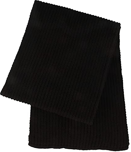 Breiter Schal Herren, Strickschal aus Wolle (Merino), 20 cm 180 cm Länge Schwarz