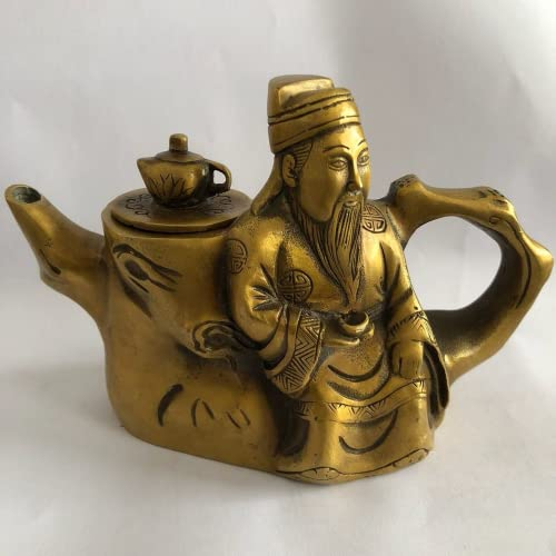 XIALON Théière en laiton en forme de personnage Qing Qianlong 13 cm