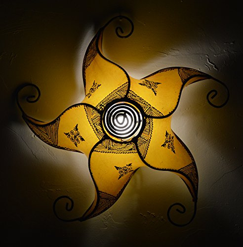 Treasures Of Morocco Moroccan Lamps & Sconces Handmade Leather Henna Lamp Ceiling Chandelier Sconce Yellow