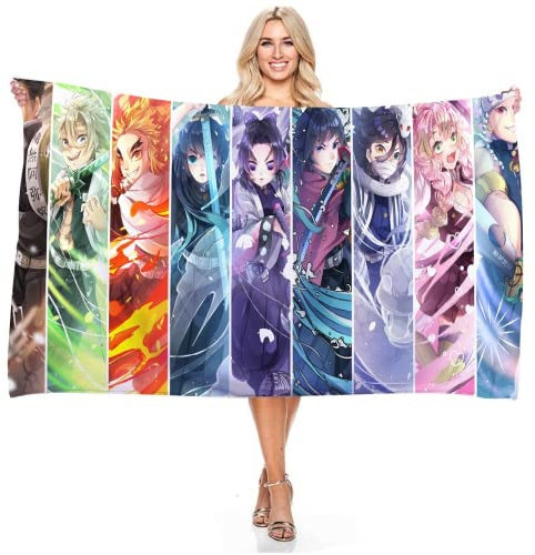JXSMYT Demon Anime Strandtuch,Strandtuch Kinder Jungen,Mikrofaser-Strandtuch,saugfähig Badetuch, Strand,Schwimmbad,handtücher Set (4,100x200cm)