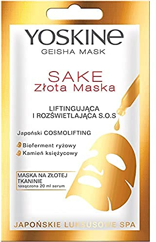Yoskine Geisha Maske Sake Goldene Blattmaske für strahlende Haut mit Anti-Aging Effekt