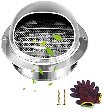 Grille D'Aération En INOX, Ronde Murale Ventilation Hotte Ø125/160/180/200/250/300mm, Sortie D'évacuation Avec Filet, Mural Bouches D'aération Pour Bureau, Cuisine, Salle De Bain ( Color : Silver , Si