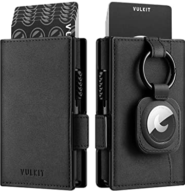 VULKIT Kreditkartenetui mit Airtag-Halter, RFID-blockierendes Kartenetui aus Metall, Magnetverschluss mit Geldscheinfach