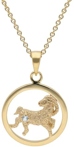 trendor Sternzeichen Widder Gold 333 mit Topas + vergoldete Kette modischer Tierkreiszeichen Anhänger für Damen, zauberhafte Geschenkidee 15560-04-42 42 cm