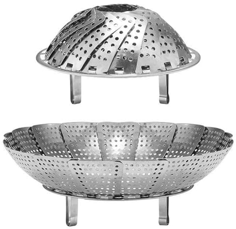 Cesta de Vapor,2 PCS Cesta Vapor para Verduras Cesta de Vapor Plegable Vaporeta de Mano de Aacero Inoxidable Olla Vaporera para Alimentos Verduras Vaporizadores para Cocinar Verduras Mariscos