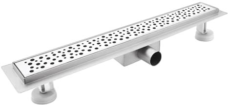 sunrik Duschrinne 110 cm, Blase Duschrinne extra flach, Edelstahl Bodenablauf Komplettset mit Siphon Haarsieb