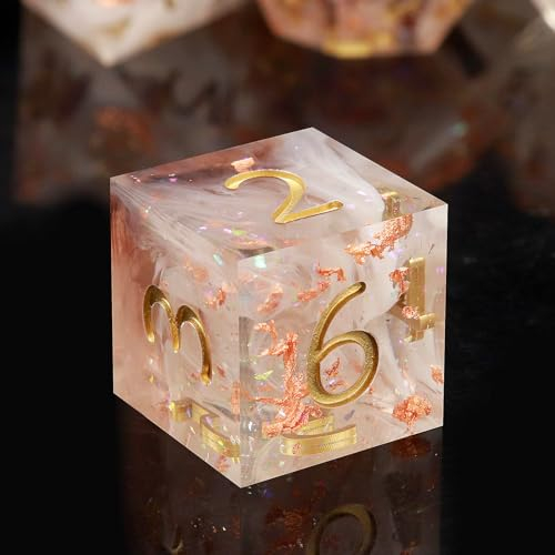Haxtec DnD-Würfel-Set mit scharfen Kanten, Kunstharz, glitzernd, transparent, polyedrisch, D&D-Würfel für Dungeons and Dragons, Sternenstaub